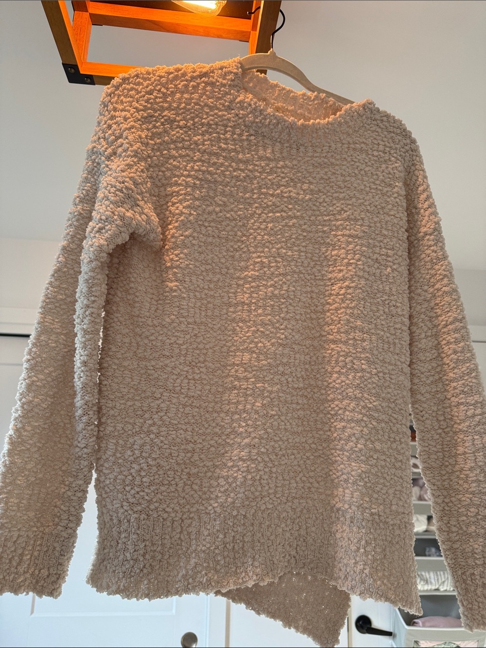 Women's Cream Bouclé Crewneck Sweater - Soft Everyday Knit